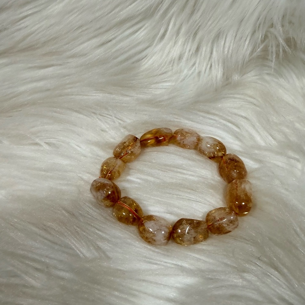 Genuine Elegant Citrine Beaded Bracelet